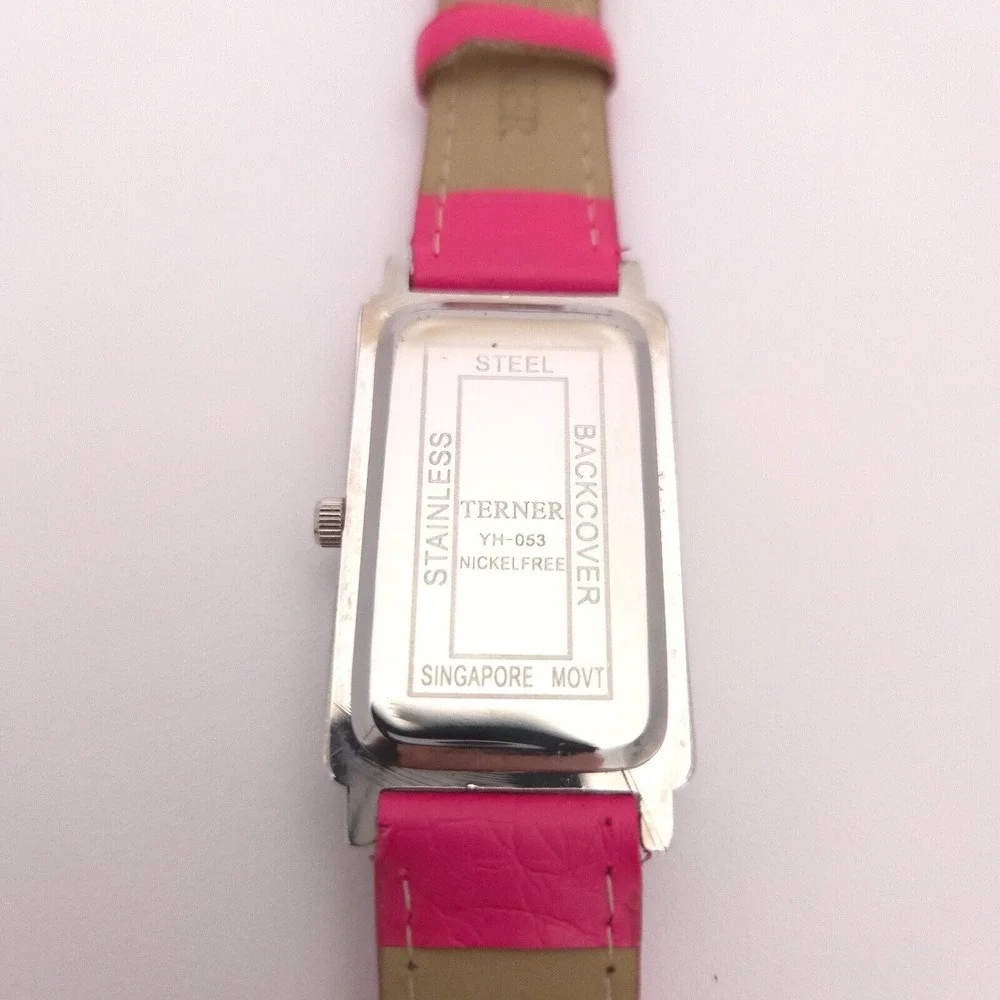 Women's Terner Pink & Silver‎ Toned Bling Wristwatch w/ Adjustable Buckle Band